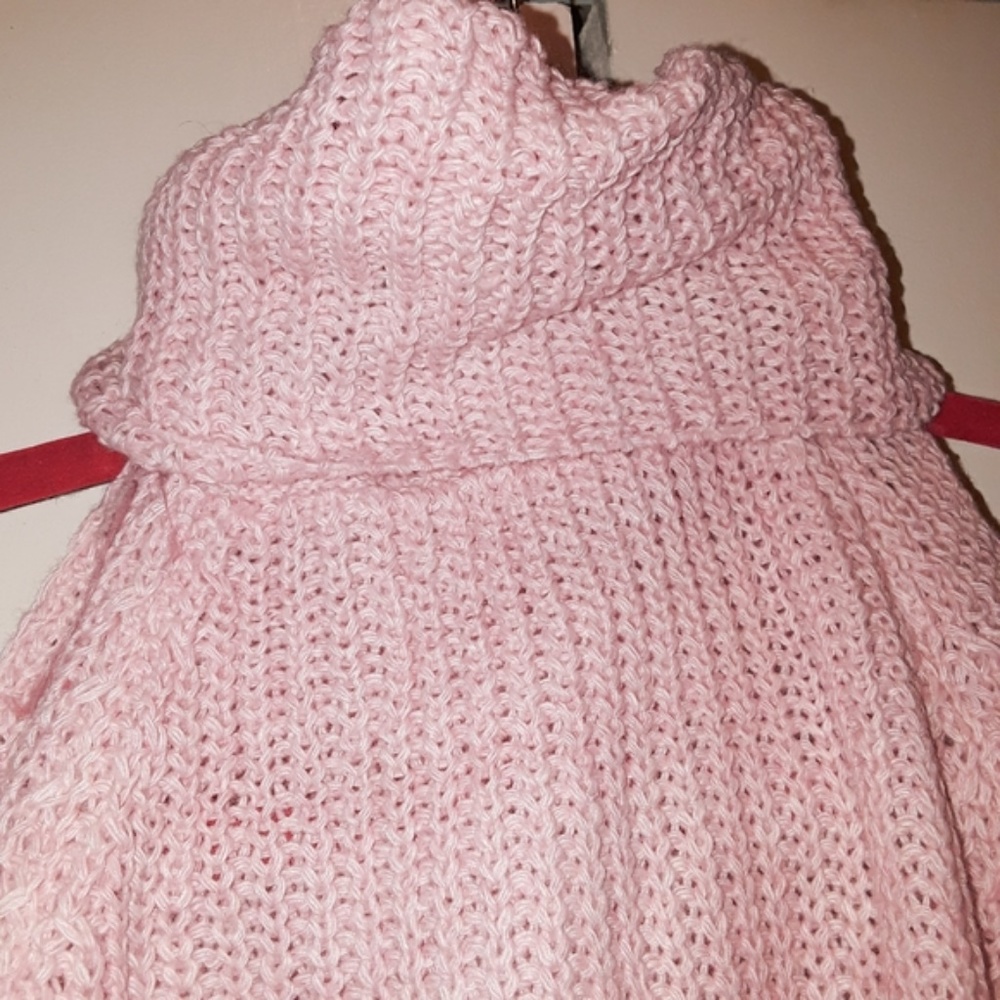 Cold Shoulder Turtle Neck Pink Knit Sweater OS - Picture 2 of 6
